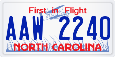 NC license plate AAW2240