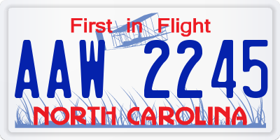 NC license plate AAW2245