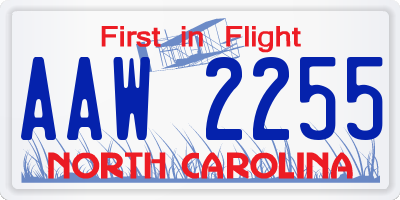 NC license plate AAW2255