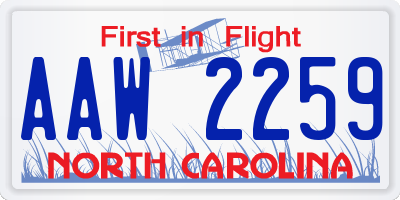 NC license plate AAW2259