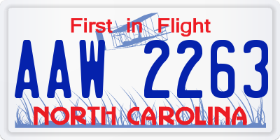 NC license plate AAW2263