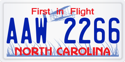 NC license plate AAW2266