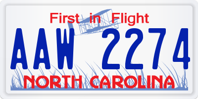 NC license plate AAW2274