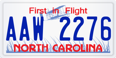 NC license plate AAW2276
