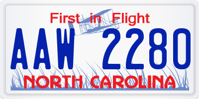 NC license plate AAW2280