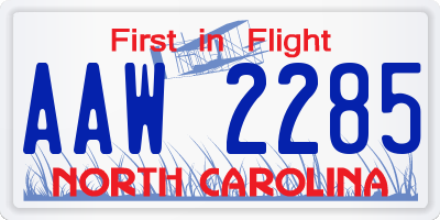 NC license plate AAW2285