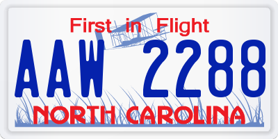 NC license plate AAW2288