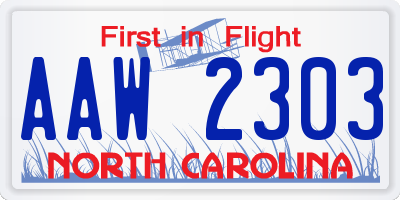 NC license plate AAW2303