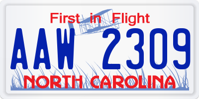 NC license plate AAW2309