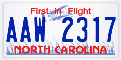NC license plate AAW2317