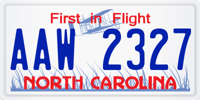 NC license plate AAW2327