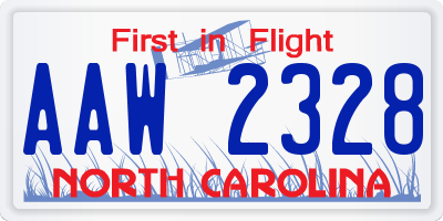 NC license plate AAW2328