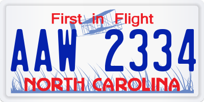 NC license plate AAW2334