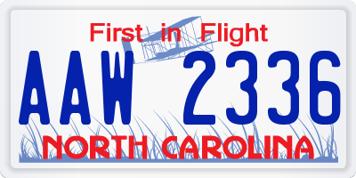 NC license plate AAW2336