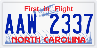 NC license plate AAW2337