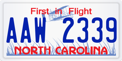 NC license plate AAW2339