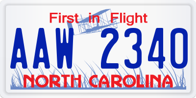 NC license plate AAW2340