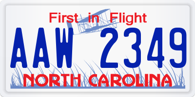 NC license plate AAW2349
