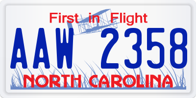 NC license plate AAW2358