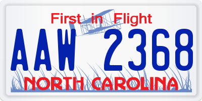 NC license plate AAW2368