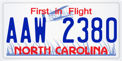 NC license plate AAW2380