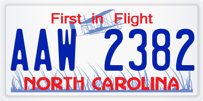 NC license plate AAW2382