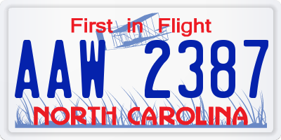 NC license plate AAW2387