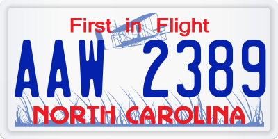 NC license plate AAW2389