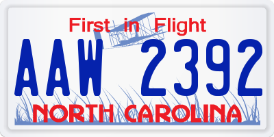 NC license plate AAW2392