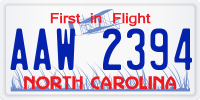 NC license plate AAW2394