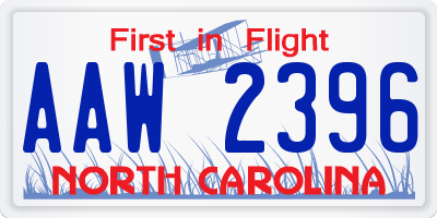 NC license plate AAW2396