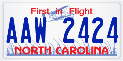 NC license plate AAW2424