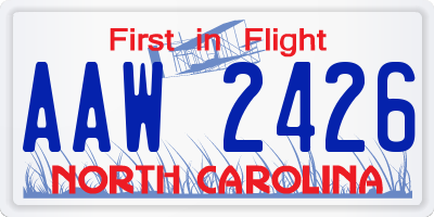 NC license plate AAW2426
