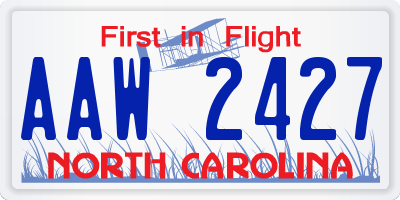 NC license plate AAW2427