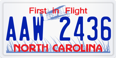 NC license plate AAW2436