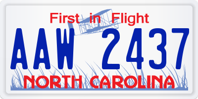 NC license plate AAW2437