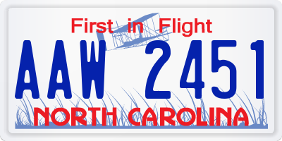 NC license plate AAW2451