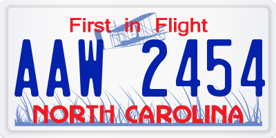 NC license plate AAW2454