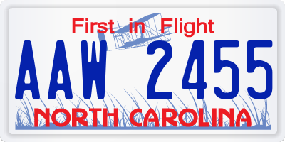 NC license plate AAW2455