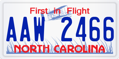 NC license plate AAW2466