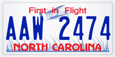 NC license plate AAW2474