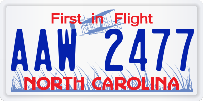 NC license plate AAW2477