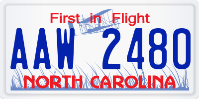 NC license plate AAW2480
