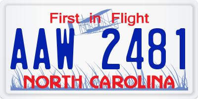 NC license plate AAW2481