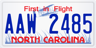 NC license plate AAW2485