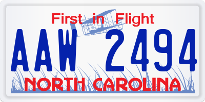 NC license plate AAW2494