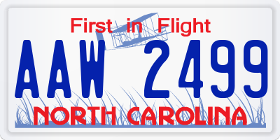 NC license plate AAW2499