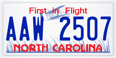 NC license plate AAW2507