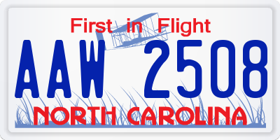 NC license plate AAW2508