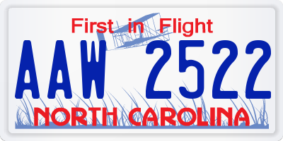 NC license plate AAW2522